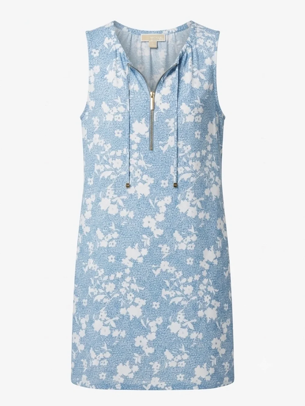 MICHAEL Michael Kors Blue White Floral Zip Neck Shift Dress